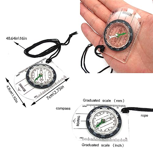 Hiking Backpack Waterproof - 12-Pack Transparent Orienteering Compass With Ruler