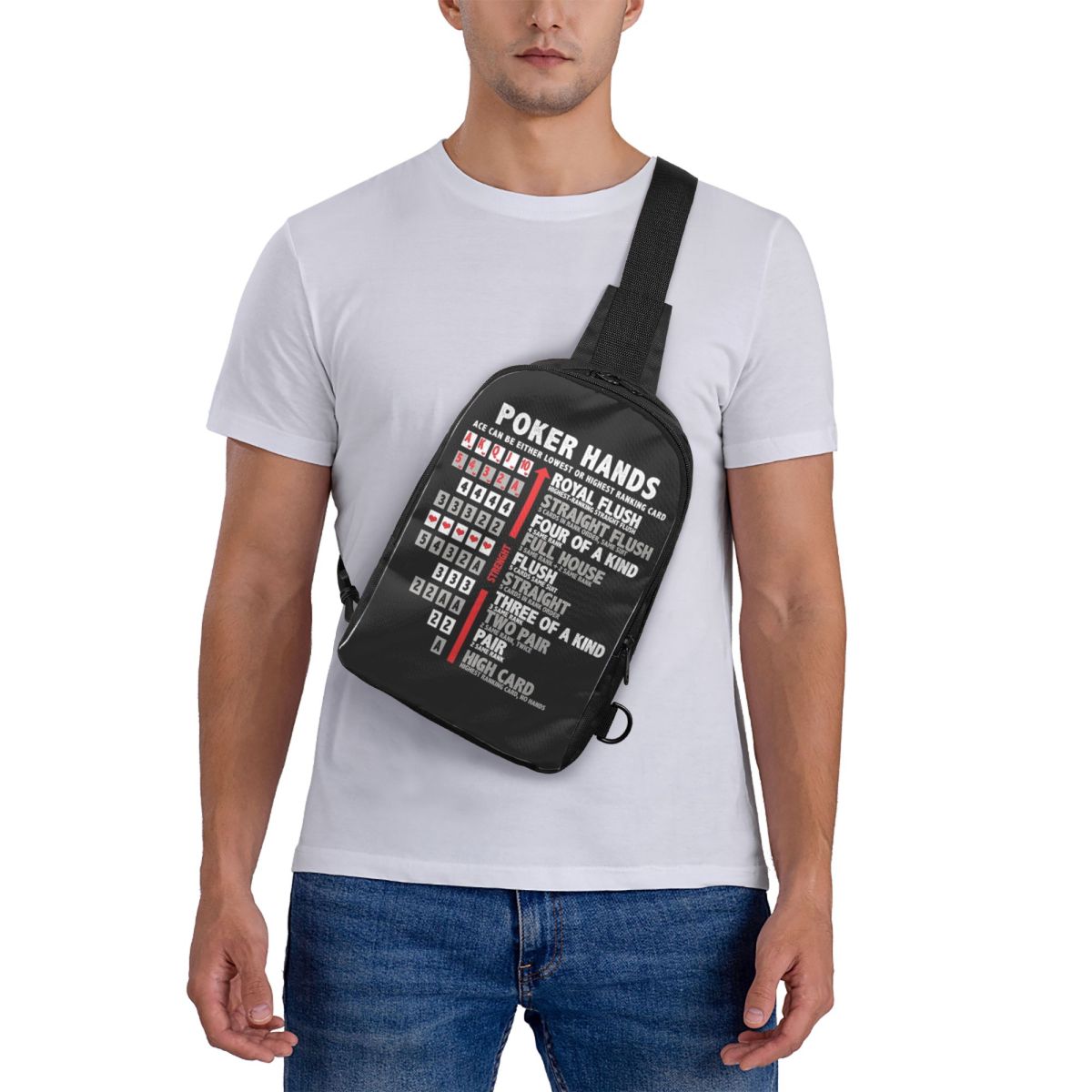 Sling Backpack Shoulder - Poker Hands Chest Bag Crossbody Backpack