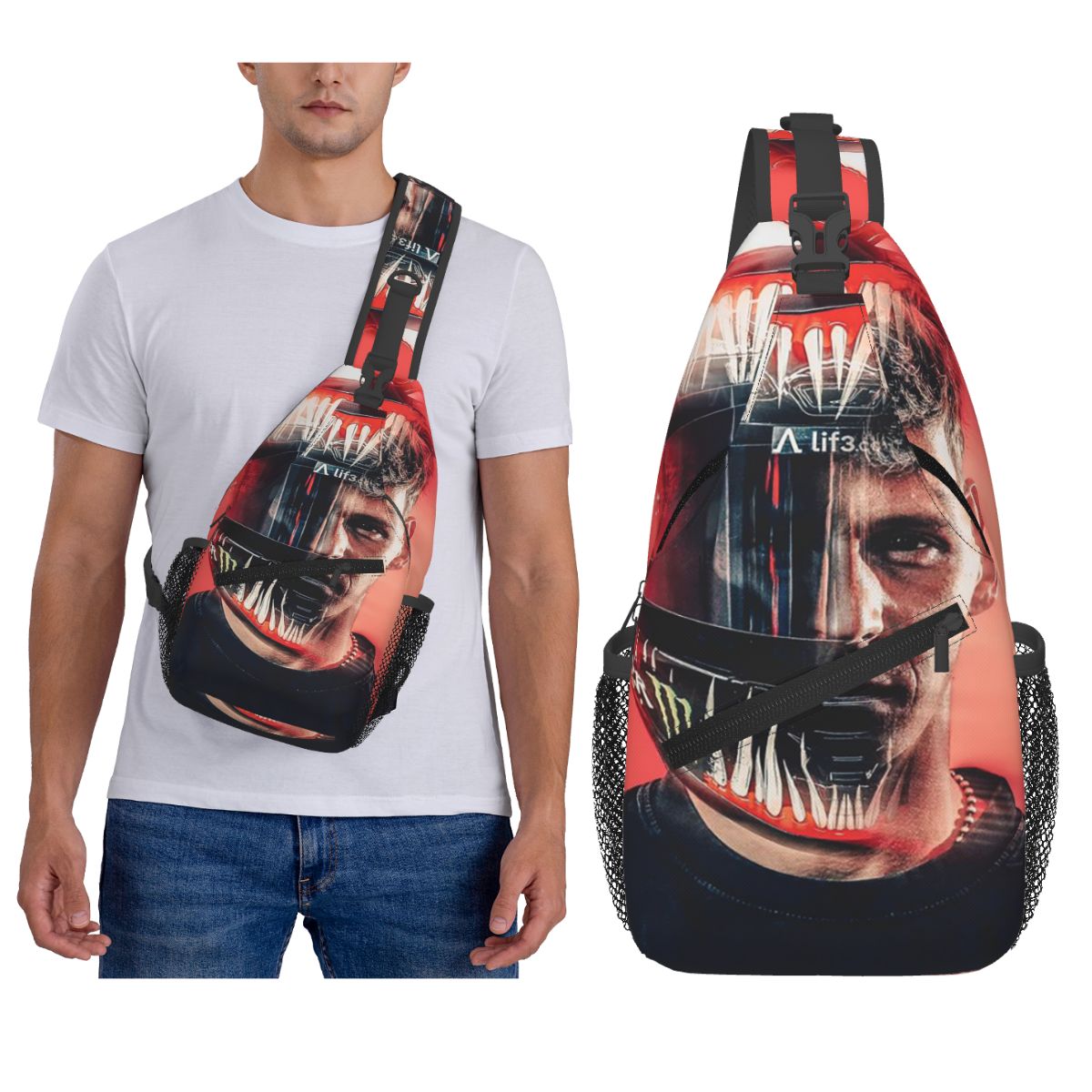 Sling Backpack Shoulder - Fabio Quartararo El Diablo Motorcycle Rider