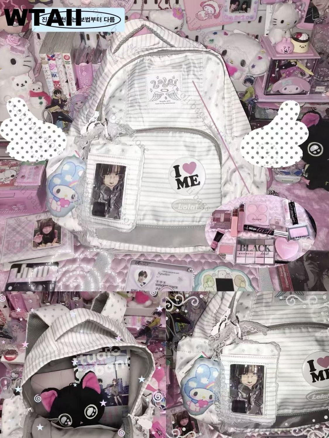 Fashion Striped Dot Decor Back - Canvas Backpack Casual avis et prix