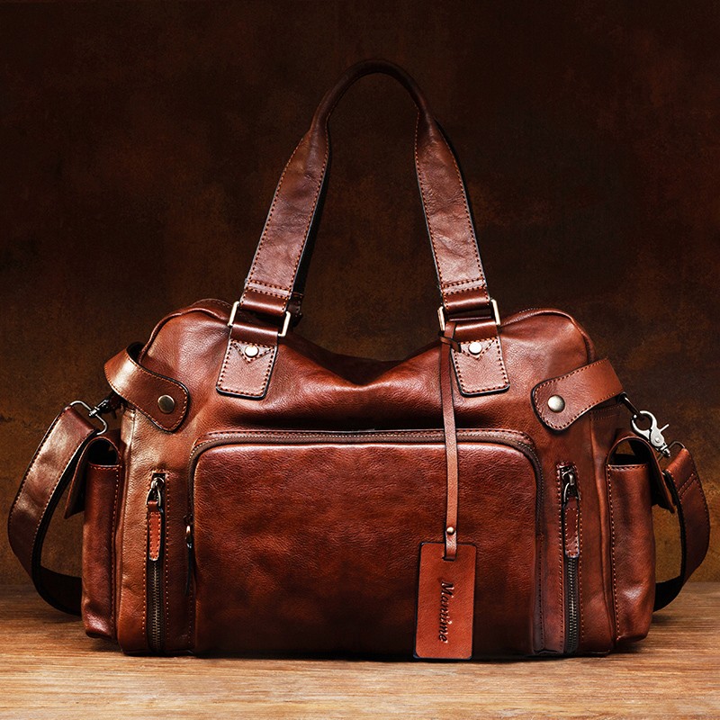 Vintage vegetable tanned leath - Canvas Backpack Casual avis et prix