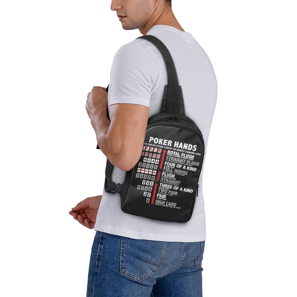 Poker Hands Chest Bag Crossbod - Sling Backpack Shoulder avis et prix