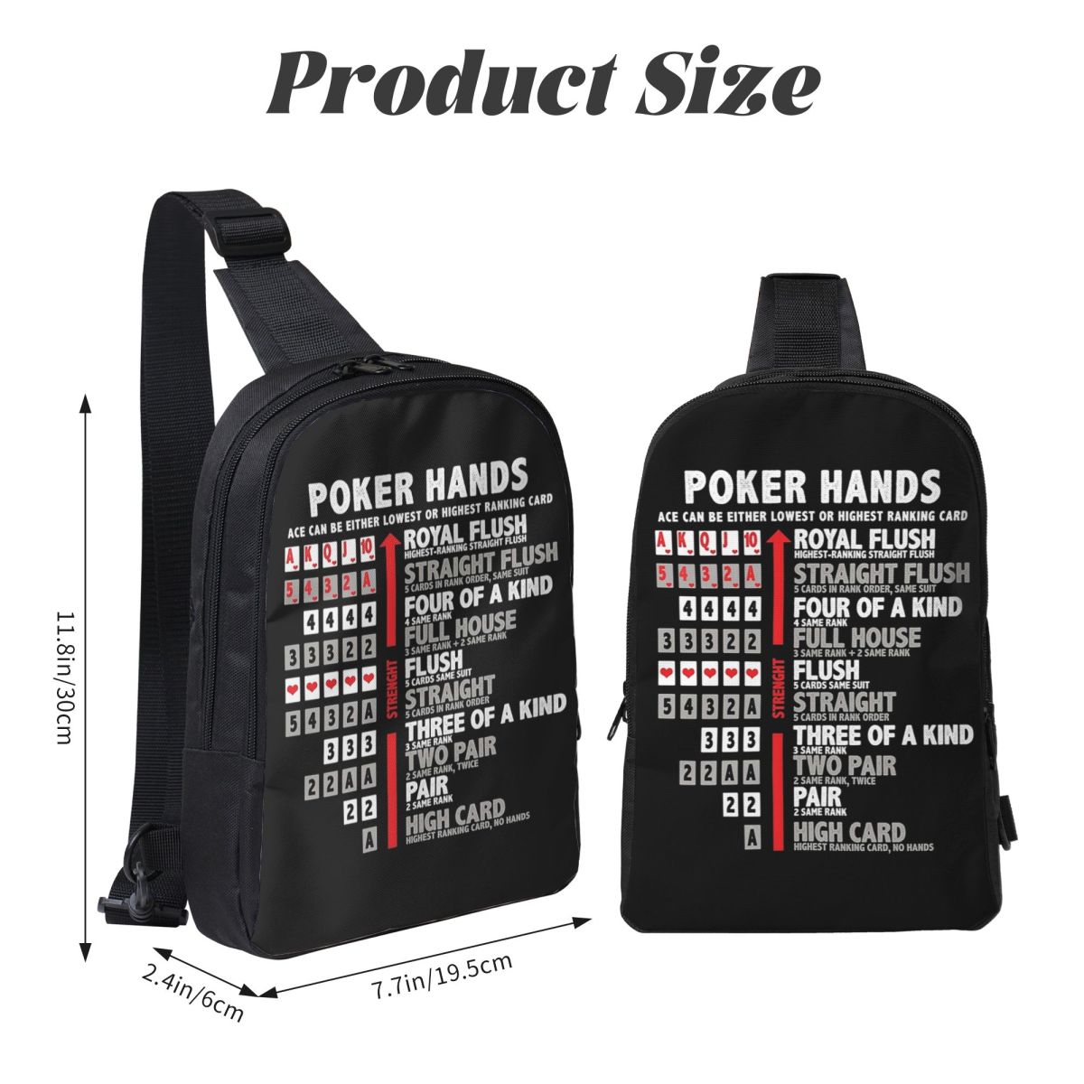 Poker Hands Chest Bag Crossbod - Sling Backpack Shoulder avis et prix